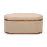Olivier 41" Boucle Oval Storage Ottoman - Ivory