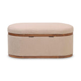 Olivier 41" Boucle Oval Storage Ottoman - Ivory