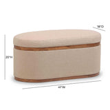 Olivier 41" Boucle Oval Storage Ottoman - Ivory