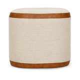 Huche Cotton Jute and Vegan Leather Oval Contract-Grade Pouf