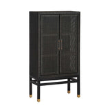 Amara Woven Rattan Cabinet - Charcoal