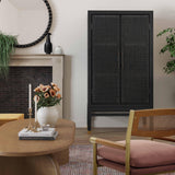 Amara Woven Rattan Cabinet - Charcoal