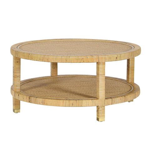Amara 33" Natural Rattan Round Coffee Table