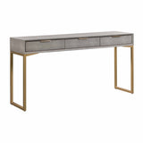 Pesce 59" Faux Shagreen 3-Drawer Console Table - Grey