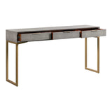 Pesce 59" Faux Shagreen 3-Drawer Console Table - Grey