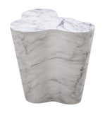 Slab Concrete Indoor/Outdoor Side Table (18"-22") - White Marble / Tall