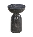 Rue Faux Marble Indoor / Outdoor Round Side Table - Black