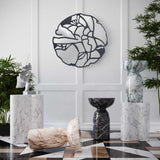 Rue Faux Marble Indoor / Outdoor Round Side Table - Black