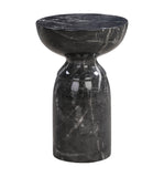 Rue Faux Marble Indoor / Outdoor Round Side Table - Black