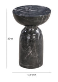 Rue Faux Marble Indoor / Outdoor Round Side Table - Black