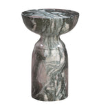 Rue Faux Marble Indoor / Outdoor Round Side Table - Grey