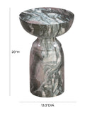 Rue Faux Marble Indoor / Outdoor Round Side Table - Grey