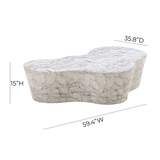 Slab 59" Concrete Indoor/Outdoor Coffee Table - White Marble