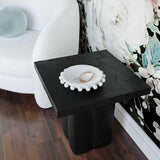 Kayla Faux Plaster Indoor / Outdoor Square Side Table - Black