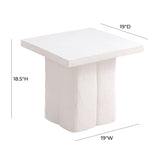 Kayla Faux Plaster Indoor / Outdoor Square Side Table - White