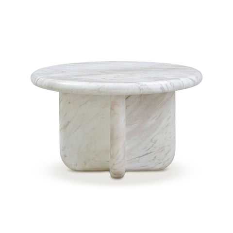 Juju Faux Marble Indoor/Outdoor Round Coffee Table (24"-32") - White / 24"