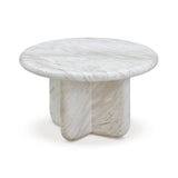 Juju Faux Marble Indoor/Outdoor Round Coffee Table (24"-32") - White / 24"