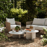 Juju Faux Marble Indoor/Outdoor Round Coffee Table (24"-32") - White / 32"