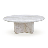 Juju Faux Marble Indoor/Outdoor Round Coffee Table (24"-32") - White / 32"