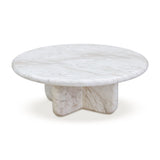 Juju Faux Marble Indoor/Outdoor Round Coffee Table (24"-32") - White / 32"