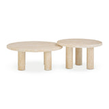 Amora 2-Piece Faux Travertine Indoor/Outdoor Nesting Accent Table Set