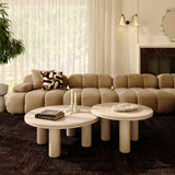 Amora Faux Travertine Indoor/Outdoor Round Accent Table (26"-32") - 26"