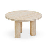 Amora Faux Travertine Indoor/Outdoor Round Accent Table (26"-32") - 26"