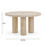 Amora Faux Travertine Indoor/Outdoor Round Accent Table (26"-32") - 26"