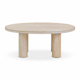 Amora Faux Travertine Indoor/Outdoor Round Accent Table (26"-32") - 32"