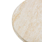 Amora Faux Travertine Indoor/Outdoor Round Accent Table (26"-32") - 32"