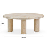 Amora Faux Travertine Indoor/Outdoor Round Accent Table (26"-32") - 32"