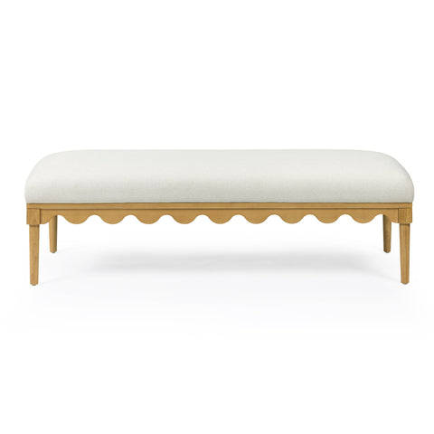 Oodle 56.5" Performance Vegan Mohair Bench - Cream / Natural Ash