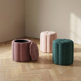 Fleur Textured Performance Velvet Storage Ottoman - Pink