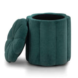 Fleur Textured Performance Velvet Storage Ottoman - Peacock