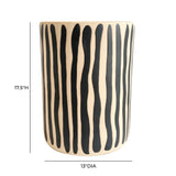 Tempest Indoor/Outdoor Ceramic Table in Stripes - Black Stripes