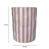 Tempest Indoor/Outdoor Ceramic Table in Stripes - Pink Stripes