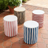 Tempest Indoor/Outdoor Ceramic Table in Stripes - Pink Stripes