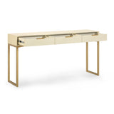 Pesce 59" Faux Shagreen 3-Drawer Console Table - Cream