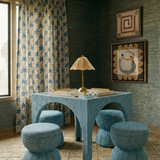 Tomlin Ruched Performance Fabric Game Ottoman - Teal