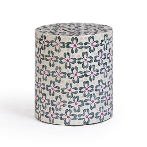 Lorna Capiz Shell Accent Stool - Aqua