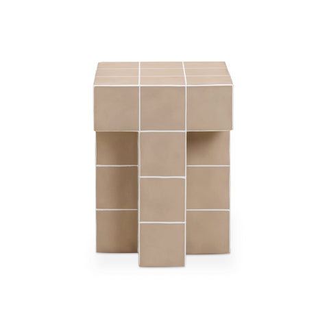 Alma Tile Concrete Indoor/Outdoor Side Table - Taupe