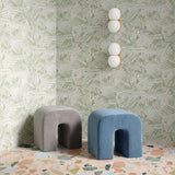 Desi Performance Velvet Ottoman - Light Blue