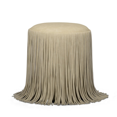 Shag Me Performance Vegan Leather Ottoman - Tan