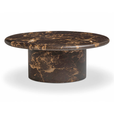 Byron 36" Dark Brown Faux Marble Indoor/Outdoor Concrete Round Coffee Table