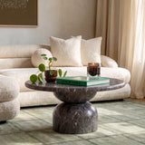 Cynthia 36" Concrete Indoor/Outdoor Coffee Table - Dark Emperador Marble