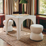 Tomlin Performance Chenille Game Table and Two Ottomans Set - Cream