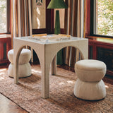 Tomlin Performance Chenille Game Table and Two Ottomans Set - Tan