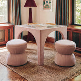 Tomlin Performance Chenille Game Table and Two Ottomans Set - Light Pink