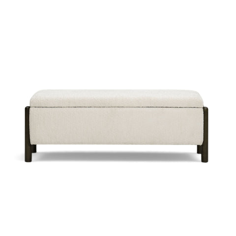 Abby 52" Nubby Fabric Storage Bench - Cream