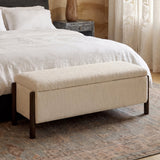 Abby 52" Nubby Fabric Storage Bench - Cream